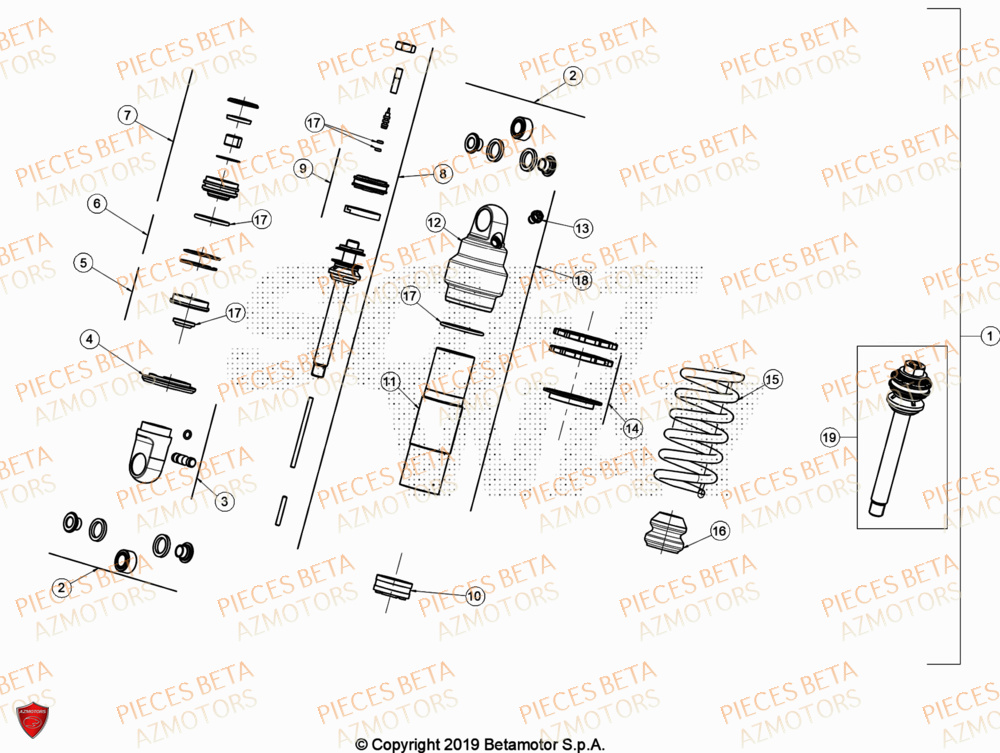 Amortisseur Au Detail BETA Pieces BETA TRIAL EVO 300 2T - (2024)