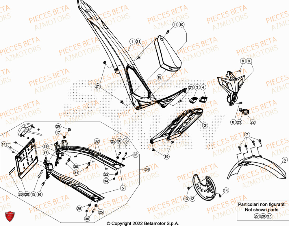 Carenages Arriere BETA Pieces BETA TRIAL EVO 300 2T - (2024)