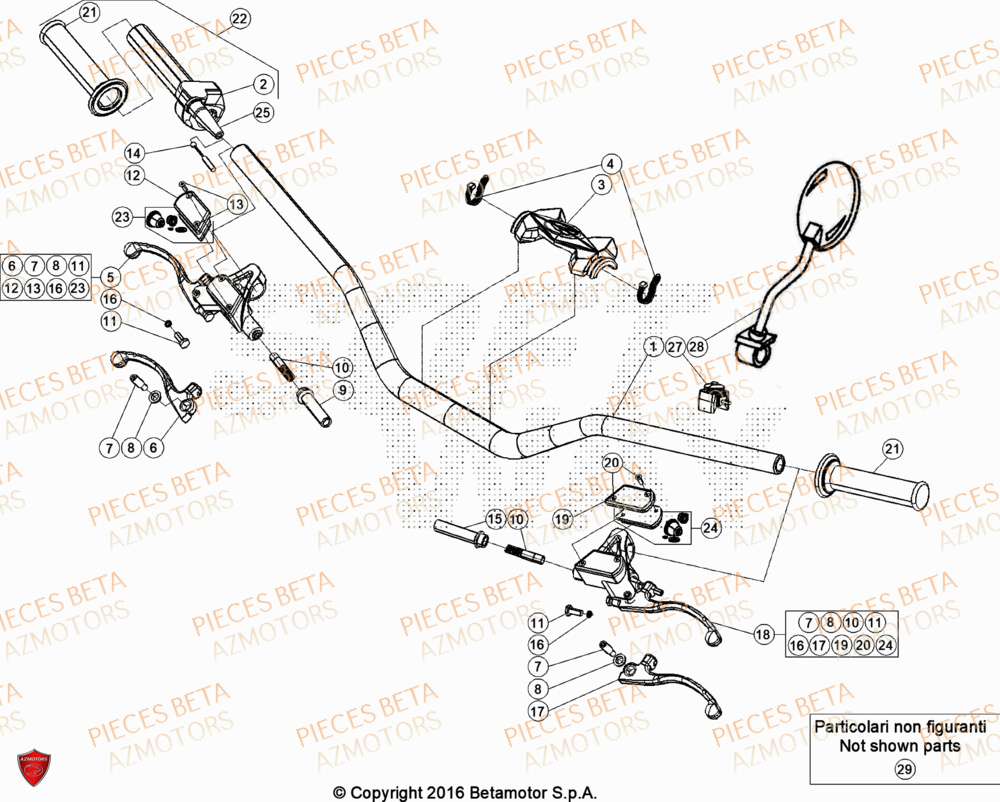 Commandes Guidon BETA Pieces BETA TRIAL EVO 300 2T - (2024)