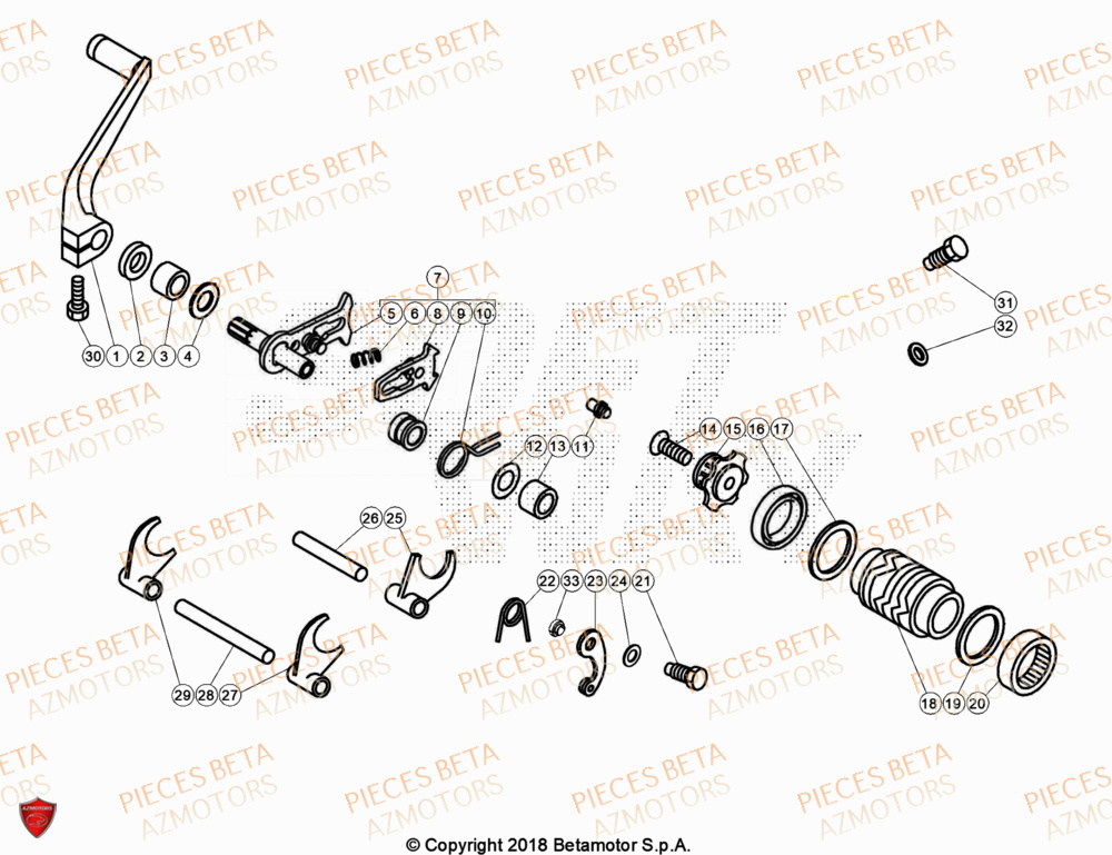 Commande Boite A Vitesses BETA Pieces BETA TRIAL EVO 300 2T - (2024)