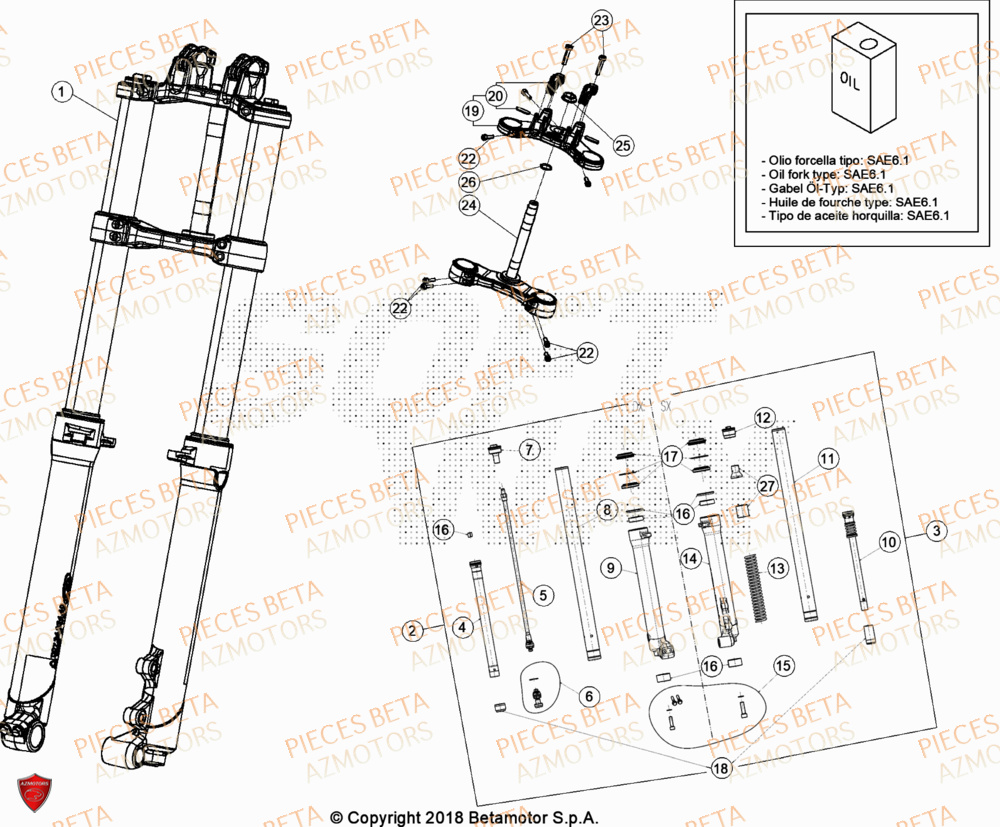 Fourche BETA Pieces BETA TRIAL EVO 300 2T - (2024)