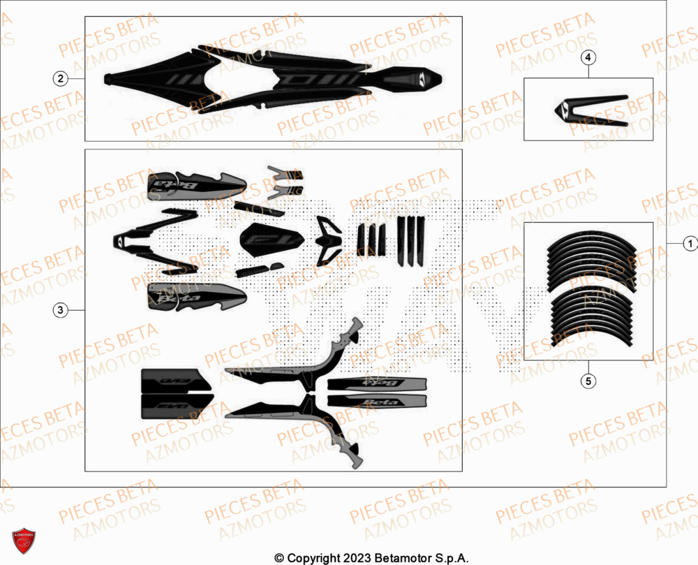 Kit Decor Autocollant BETA Pieces BETA TRIAL EVO 300 2T - (2024)