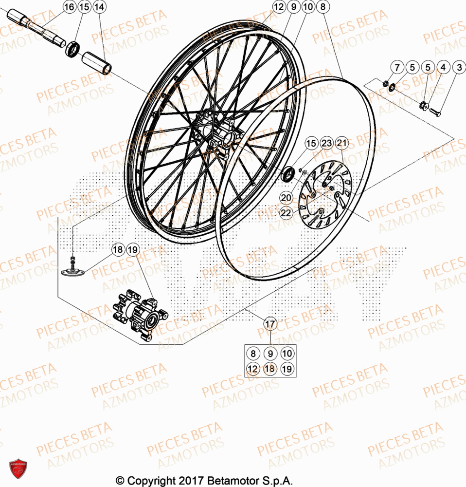 Roue Avant BETA Pieces BETA TRIAL EVO 300 2T - (2024)