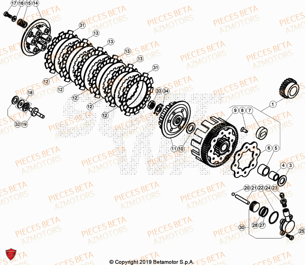 Transmission Embrayage BETA Pieces BETA TRIAL EVO 300 2T - (2024)