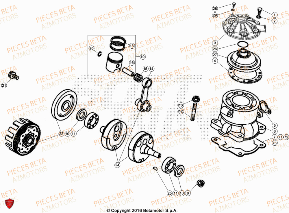 Vilbrequin Piston Contre Arbre BETA Pieces BETA TRIAL EVO 300 2T - (2024)