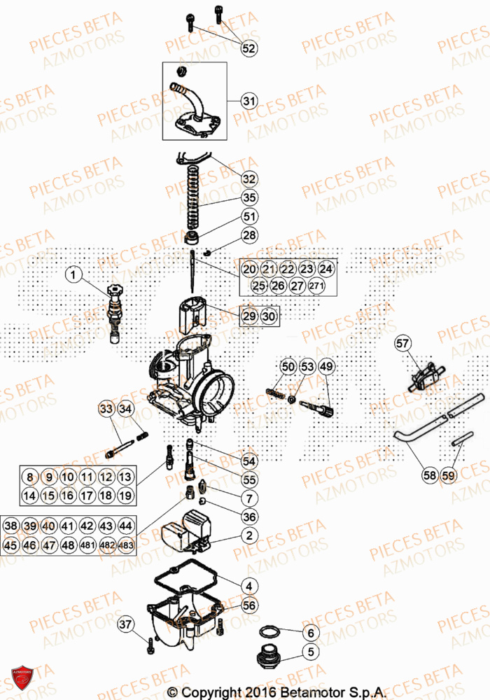 Carburateur BETA Pieces BETA TRIAL EVO 300 2T FACTORY - (2024)