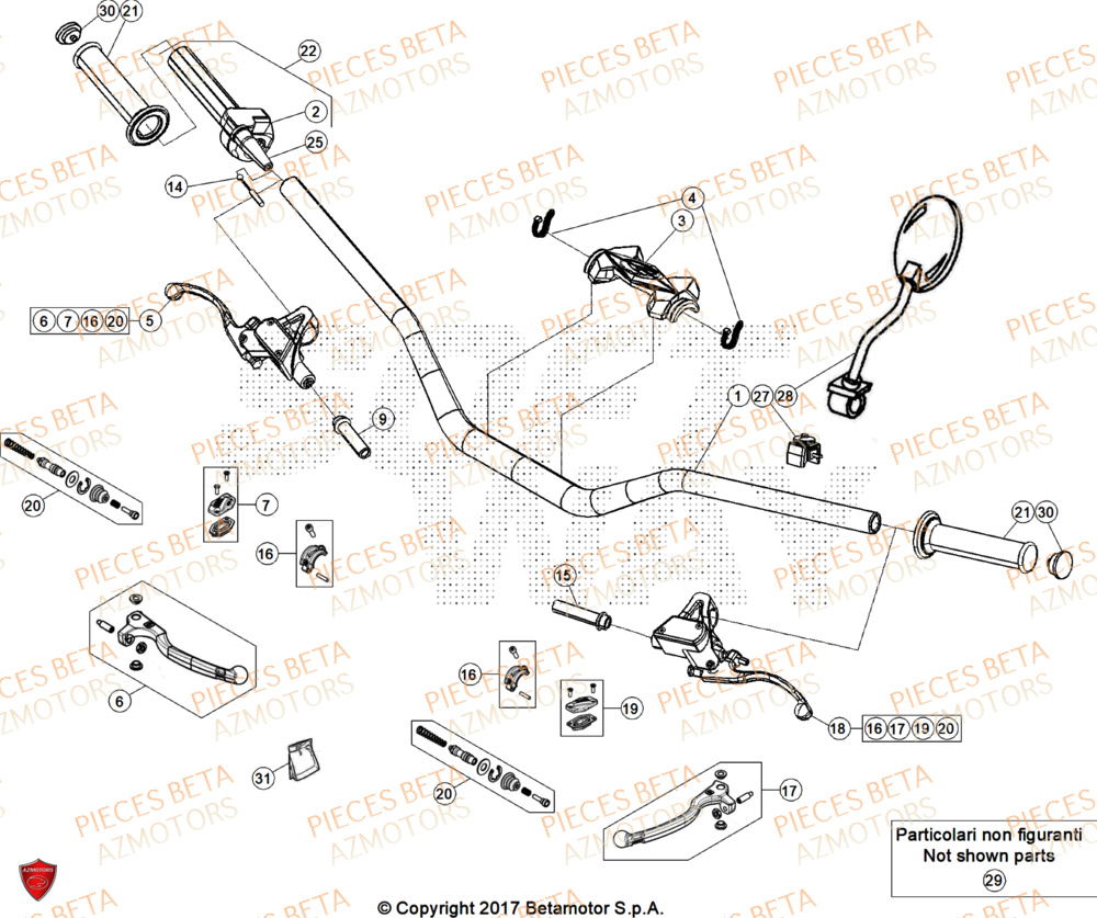 Commandes Guidon BETA Pieces BETA TRIAL EVO 300 2T FACTORY - (2024)