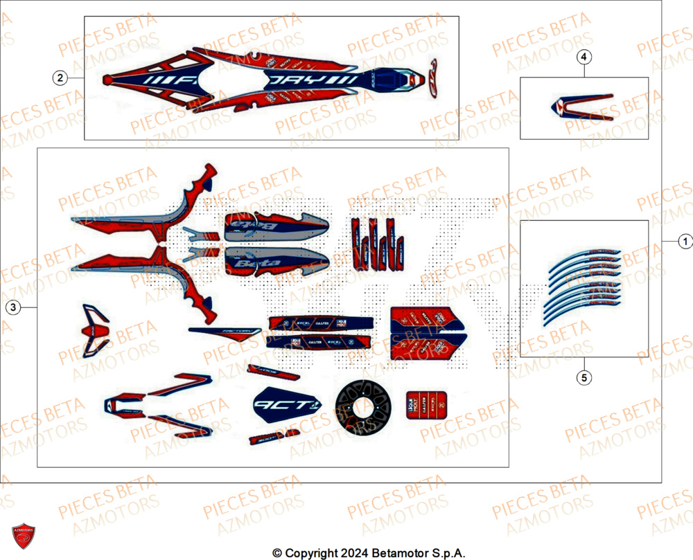 Kit Decor Autocollant BETA Pieces BETA TRIAL EVO 300 2T FACTORY - (2024)