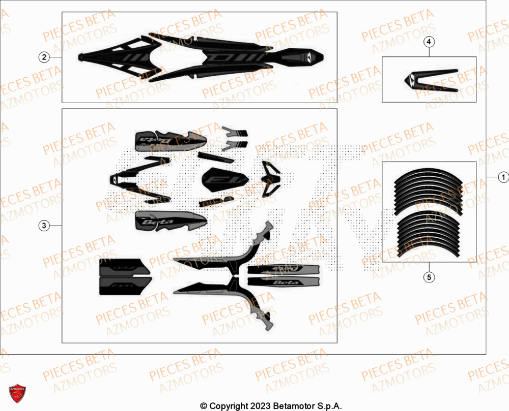 Kit Decor Autocollant BETA Pieces BETA TRIAL EVO 300 2T SS - (2024)