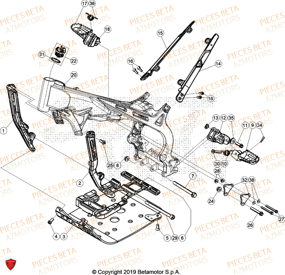 Accessoires De Chassis BETA Pieces BETA TRIAL EVO 300 4T - (2024)