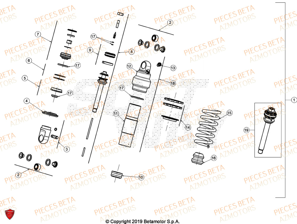 Amortisseur Au Detail BETA Pieces BETA TRIAL EVO 300 4T - (2024)