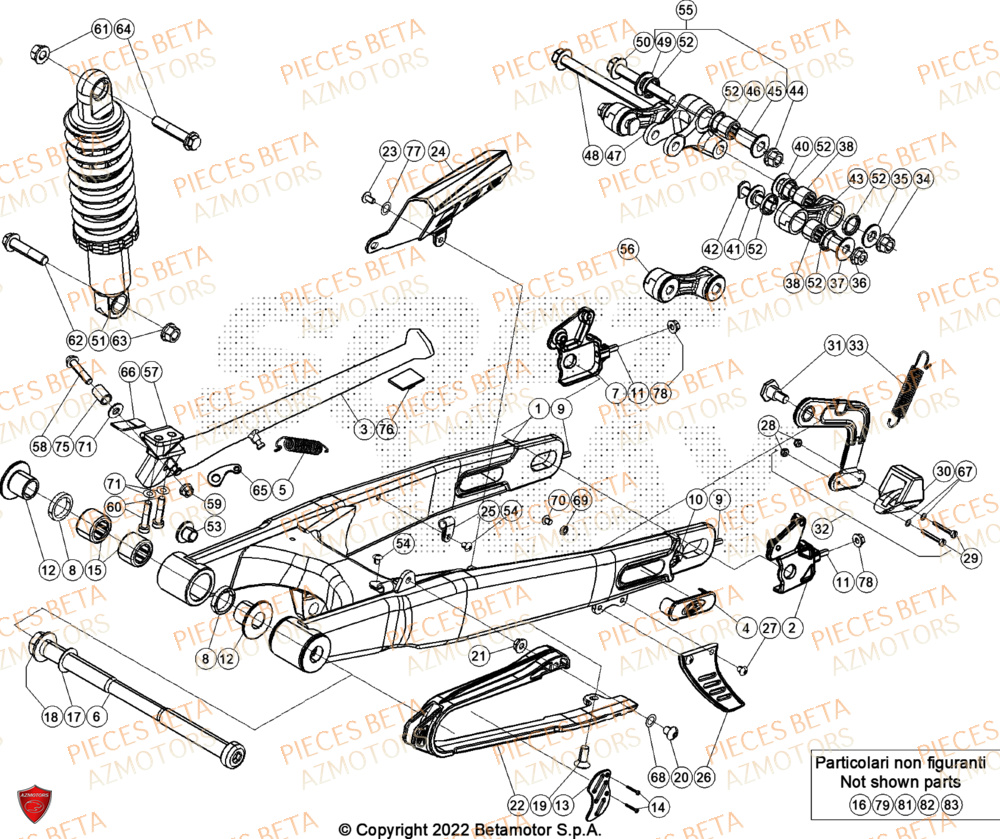 Bras Oscillant Amortisseur BETA Pieces BETA TRIAL EVO 300 4T - (2024)