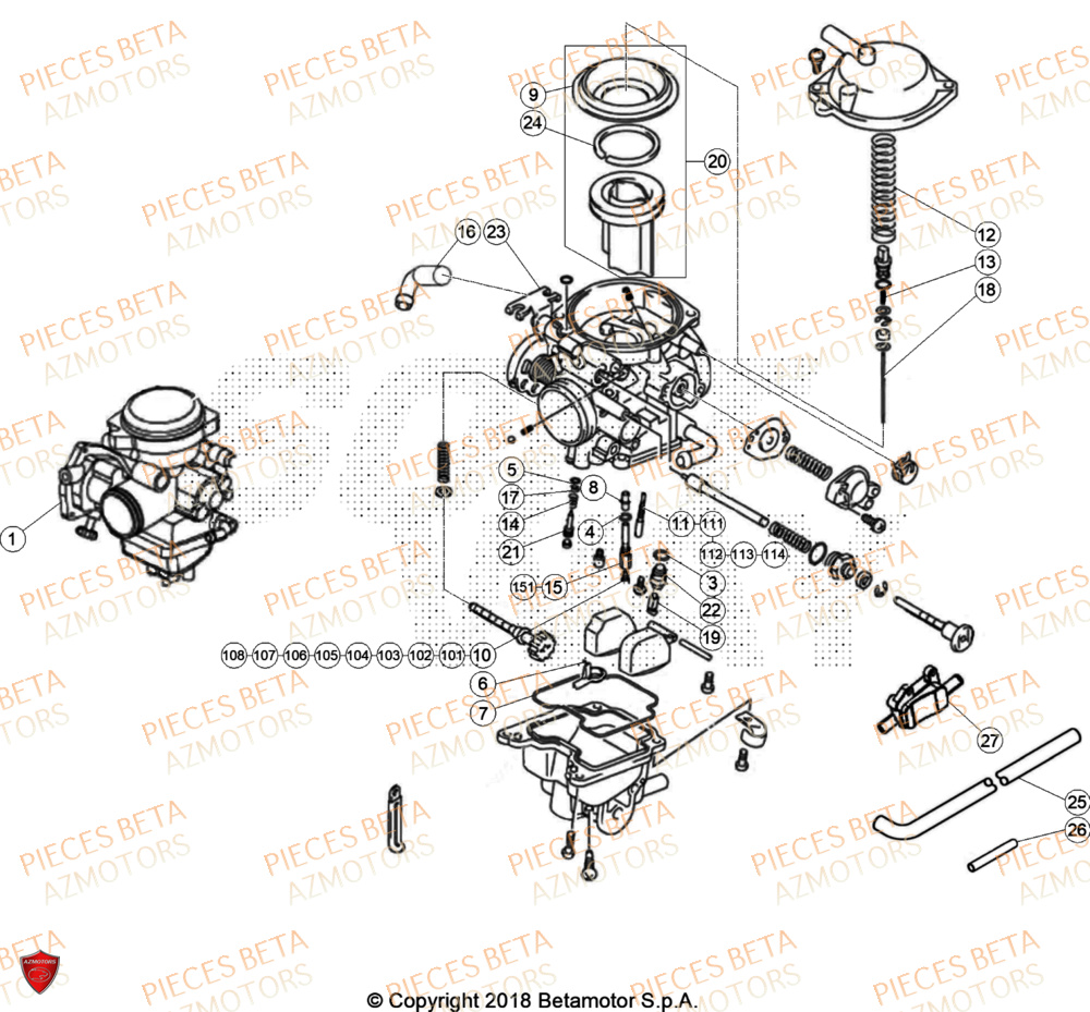 Carburateur BETA Pieces BETA TRIAL EVO 300 4T - (2024)