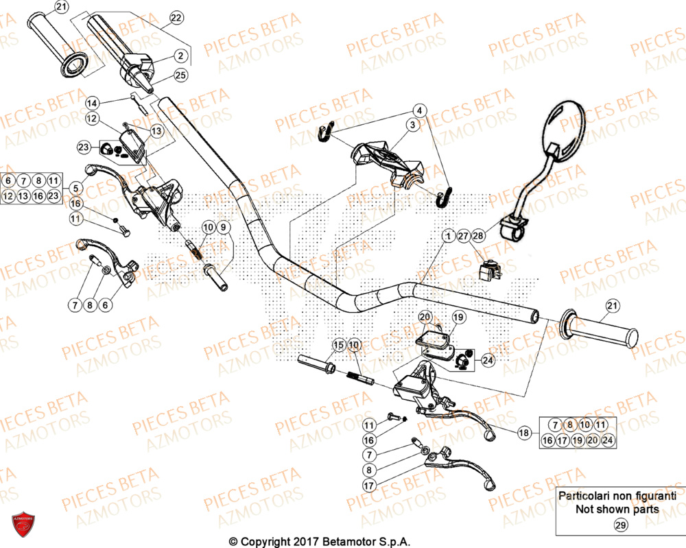 Commandes Guidon BETA Pieces BETA TRIAL EVO 300 4T - (2024)