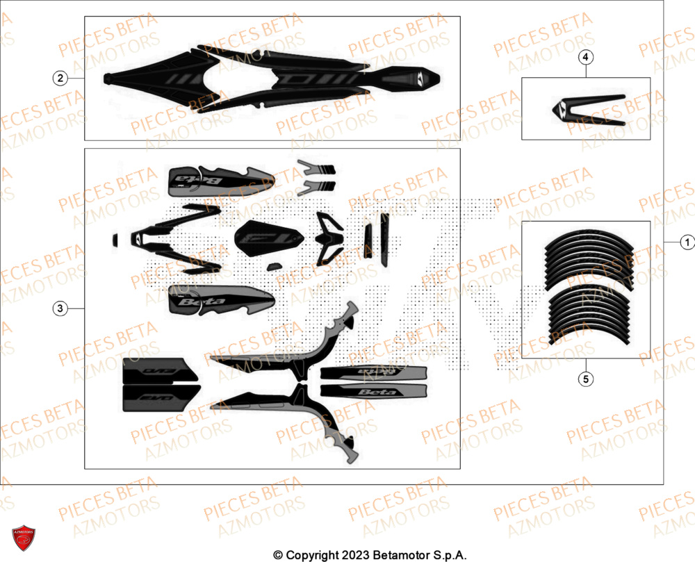 Kit Decor Autocollant BETA Pieces BETA TRIAL EVO 300 4T - (2024)