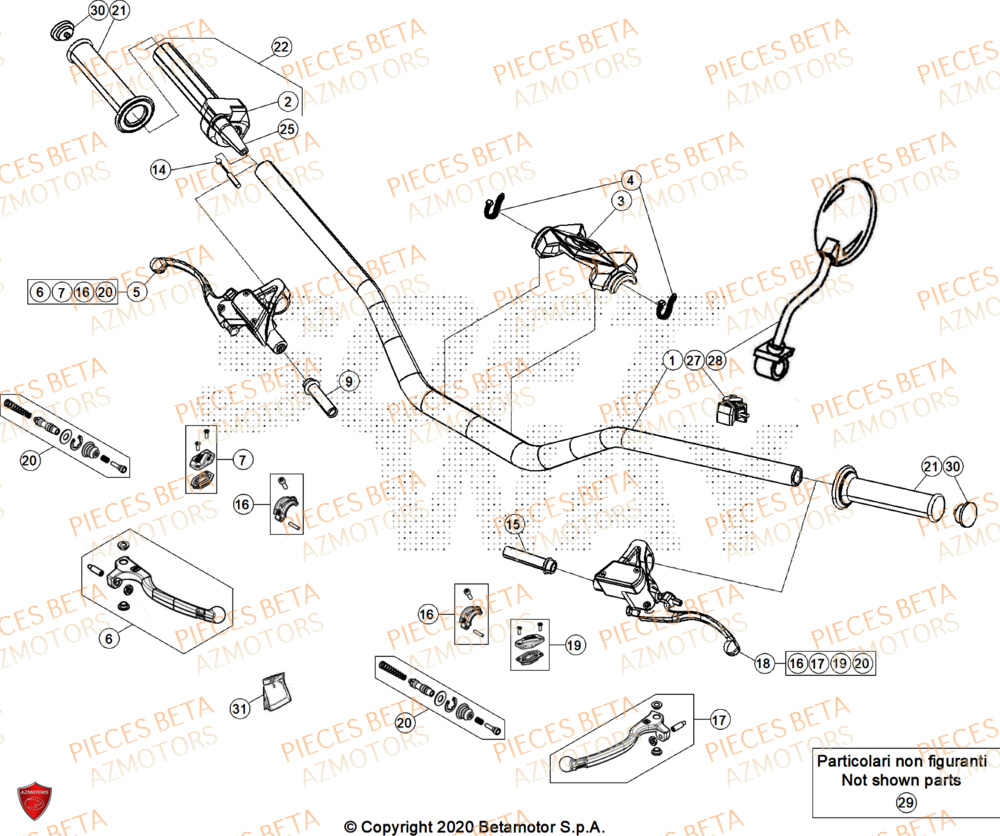 Commandes Guidon BETA Pieces BETA TRIAL EVO 300 4T FACTORY - (2024)
