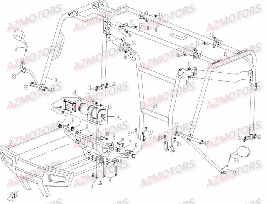 Bumper Et Arceau CFMOTO Pièces Origine CFMOTO UFORCE 500/600