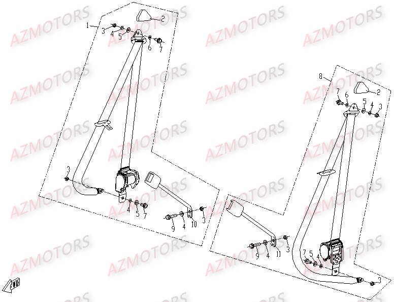 Ceintures CFMOTO Pièces Origine CFMOTO UFORCE 500/600