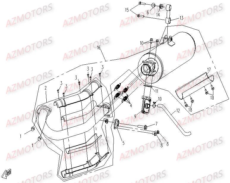 Echappement CFMOTO Pièces Origine CFMOTO UFORCE 500/600