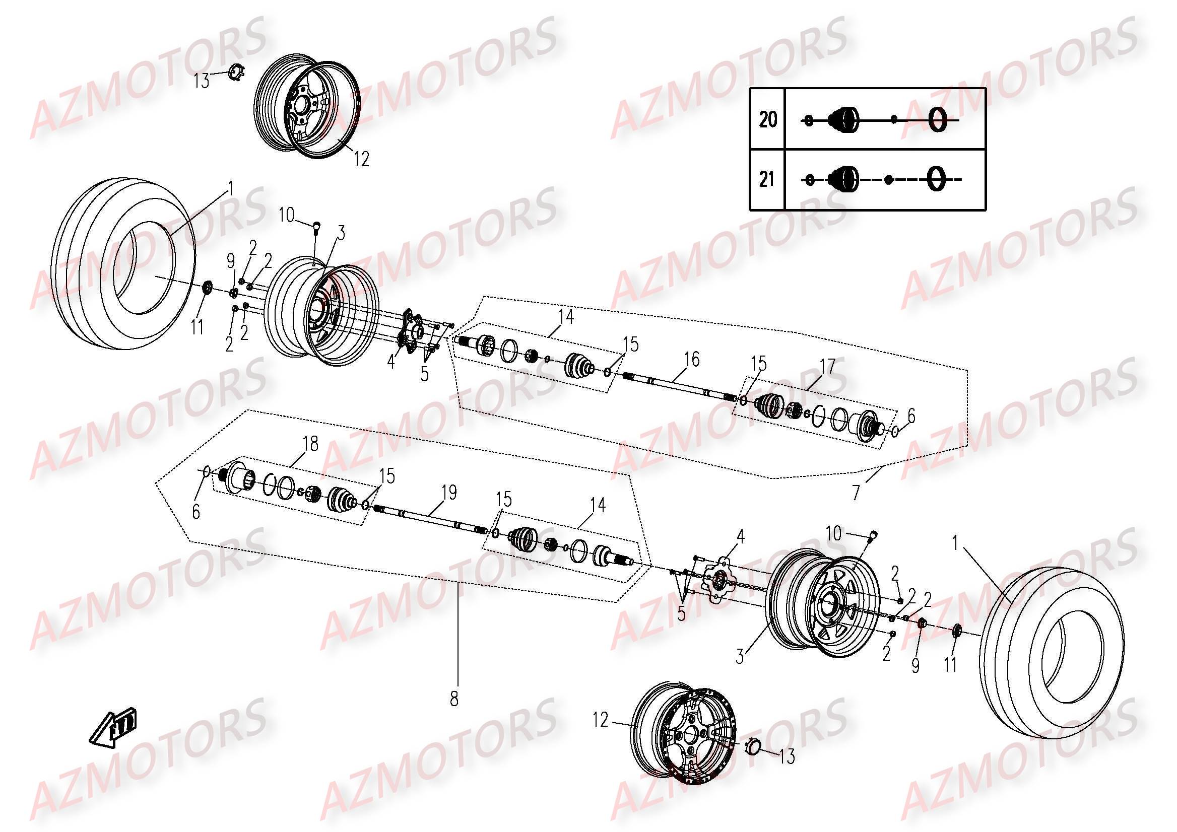 ROUE ARRIERE CFMOTO UFORCE 500 600