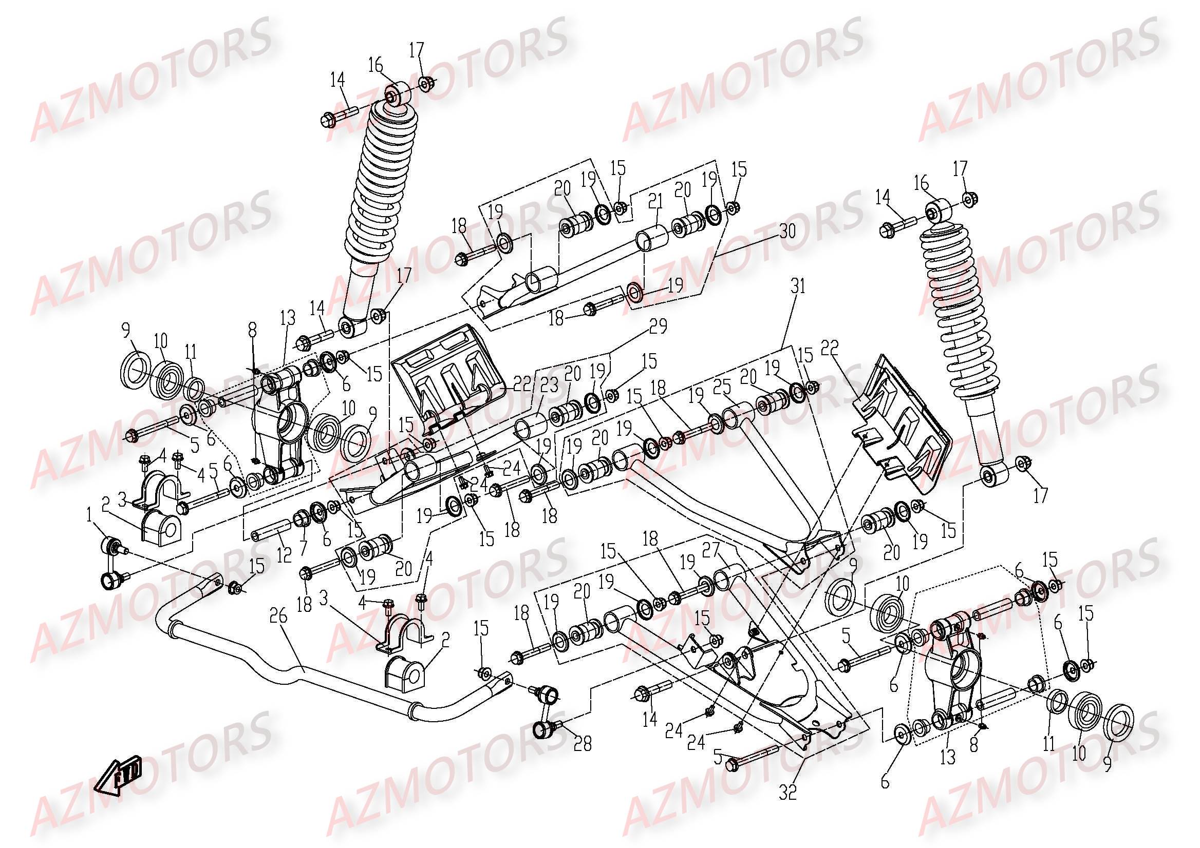 SUSPENSION ARRIERE CFMOTO UFORCE 500 600