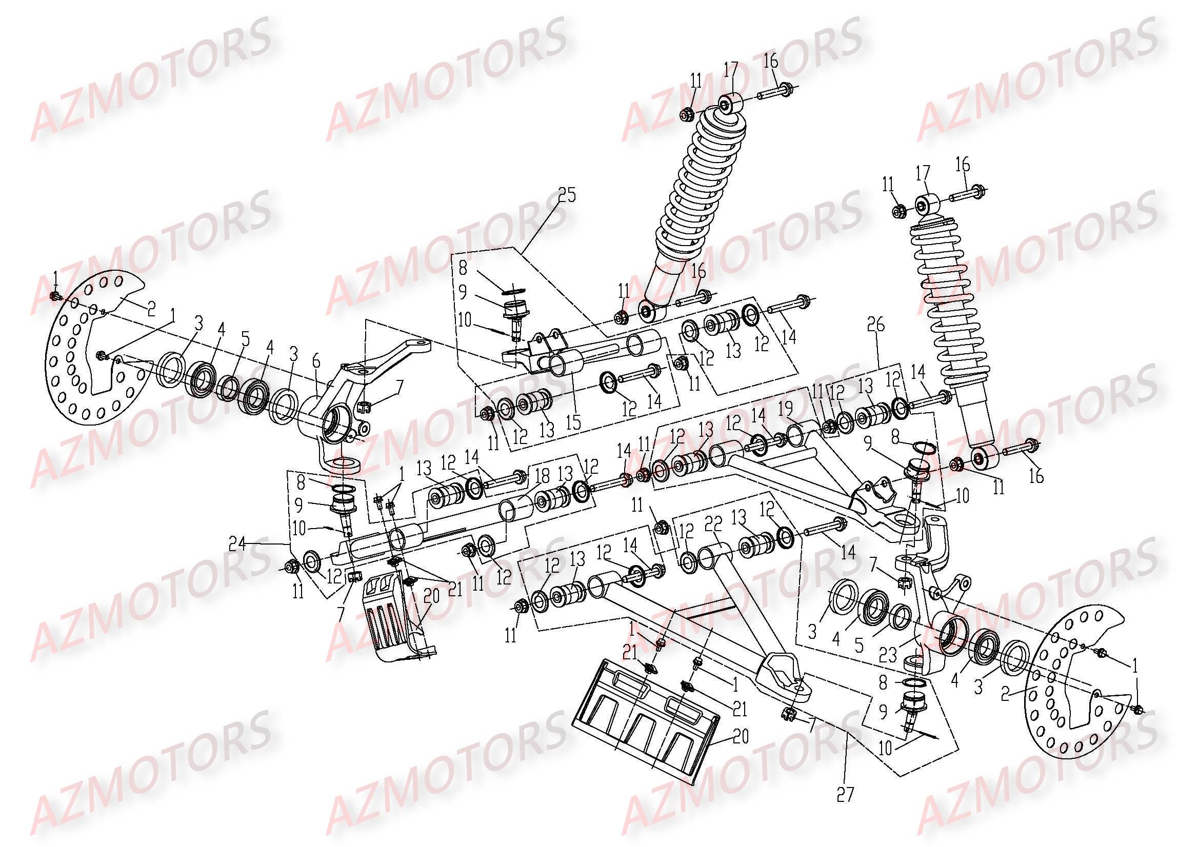 Suspension Avant CFMOTO Pièces Origine CFMOTO UFORCE 500/600