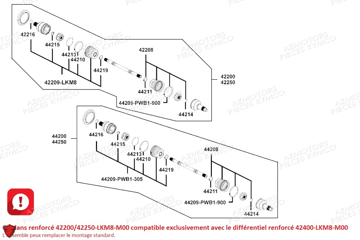 Cardan Version Renforce AZMOTORS Pieces UXV 700I EPS 4T EURO 4
