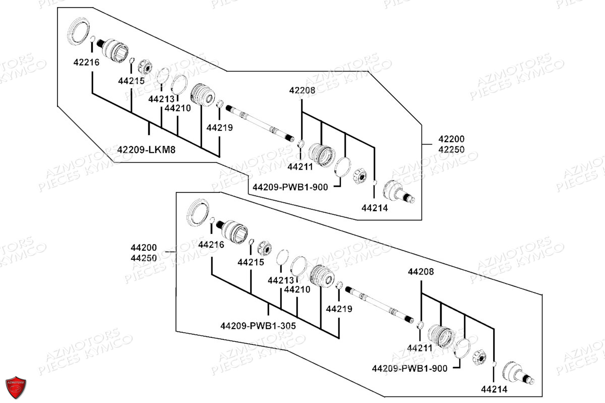 Cardan Detail KYMCO Pieces KYMCO UXV 700I SPORT EPS T1A (UBADMD)