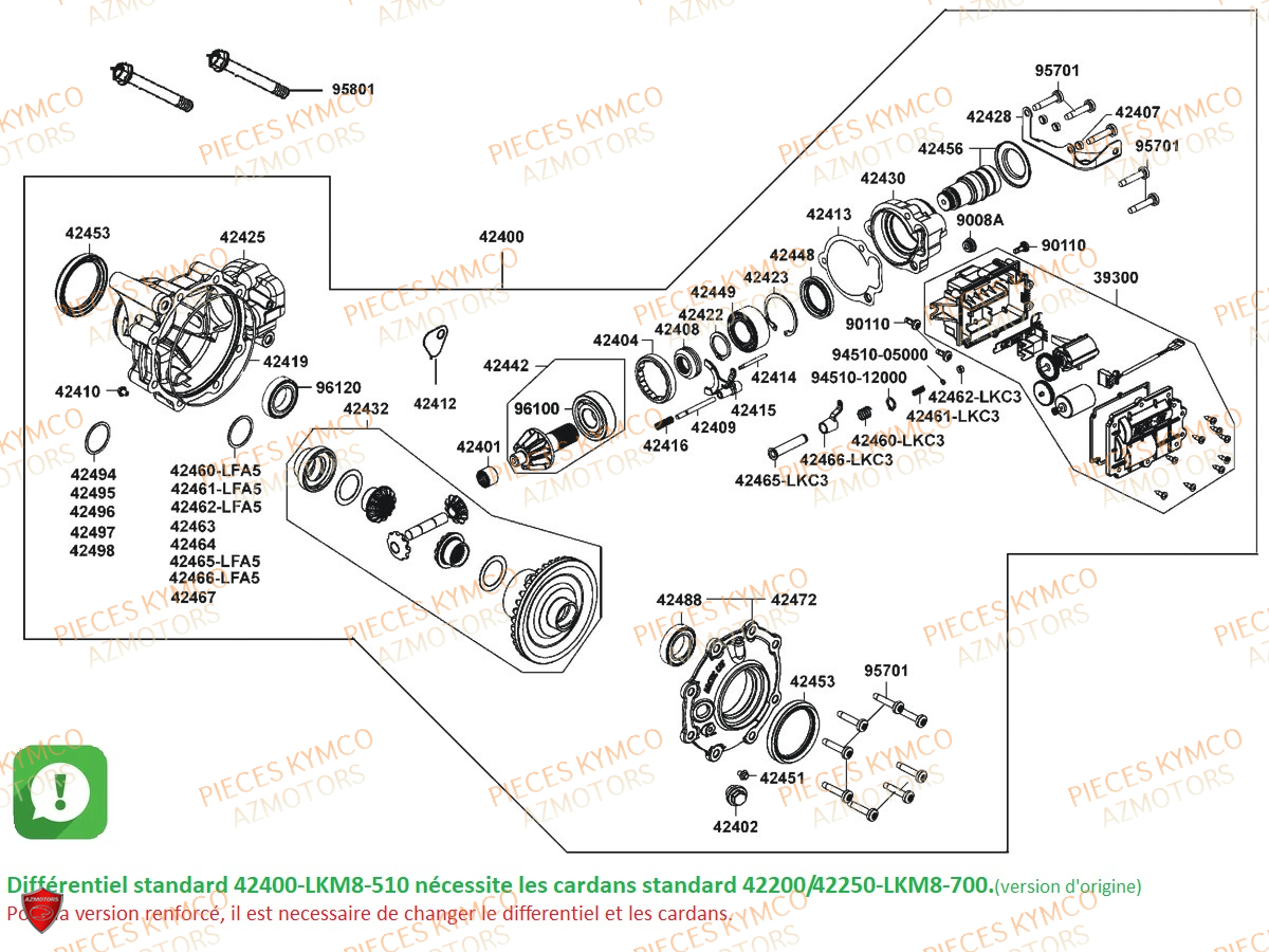 Differentiel Arriere Version Standard KYMCO Pieces UXV 700I SPORT EPS 4T EURO4 (UBADHE)