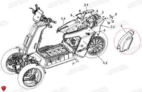 GARDE BOUE ARRIERE ORCAL V28 2KW