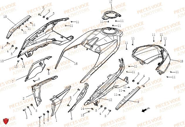 Carenages Avant VOGE Pieces VOGE 125R EURO V