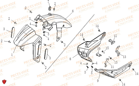 Garde Boue Avant Sabot VOGE Pieces VOGE 125R EURO V