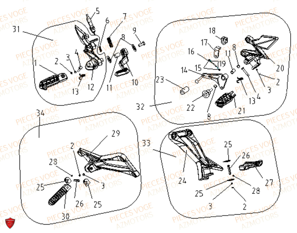 Repose Pied Et Selecteur VOGE Pieces VOGE 300 R EU V