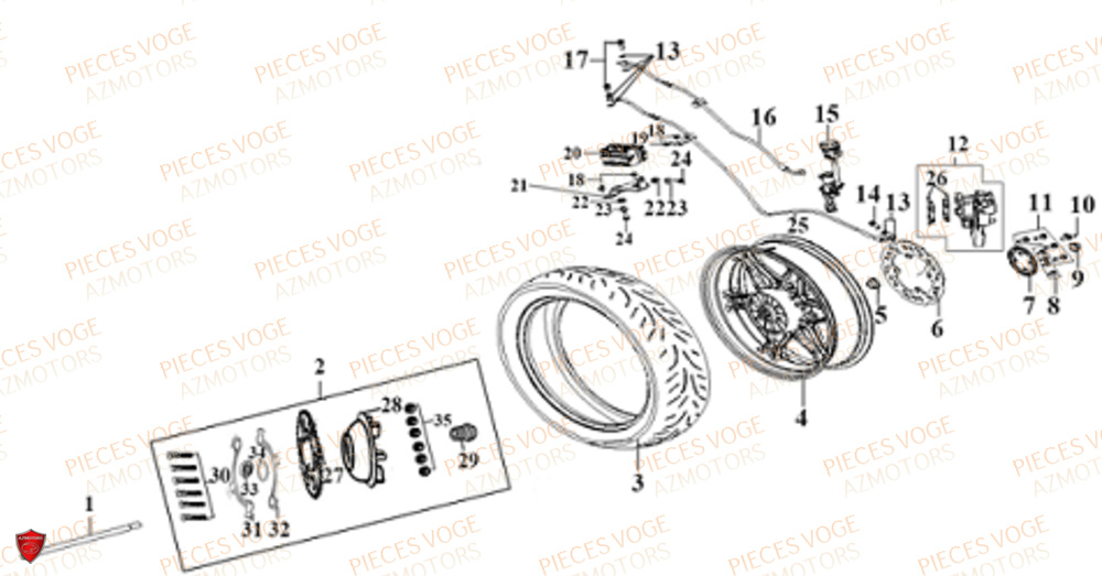 Roue Arriere Et Freinage Arriere VOGE Pieces VOGE 300 R EU V