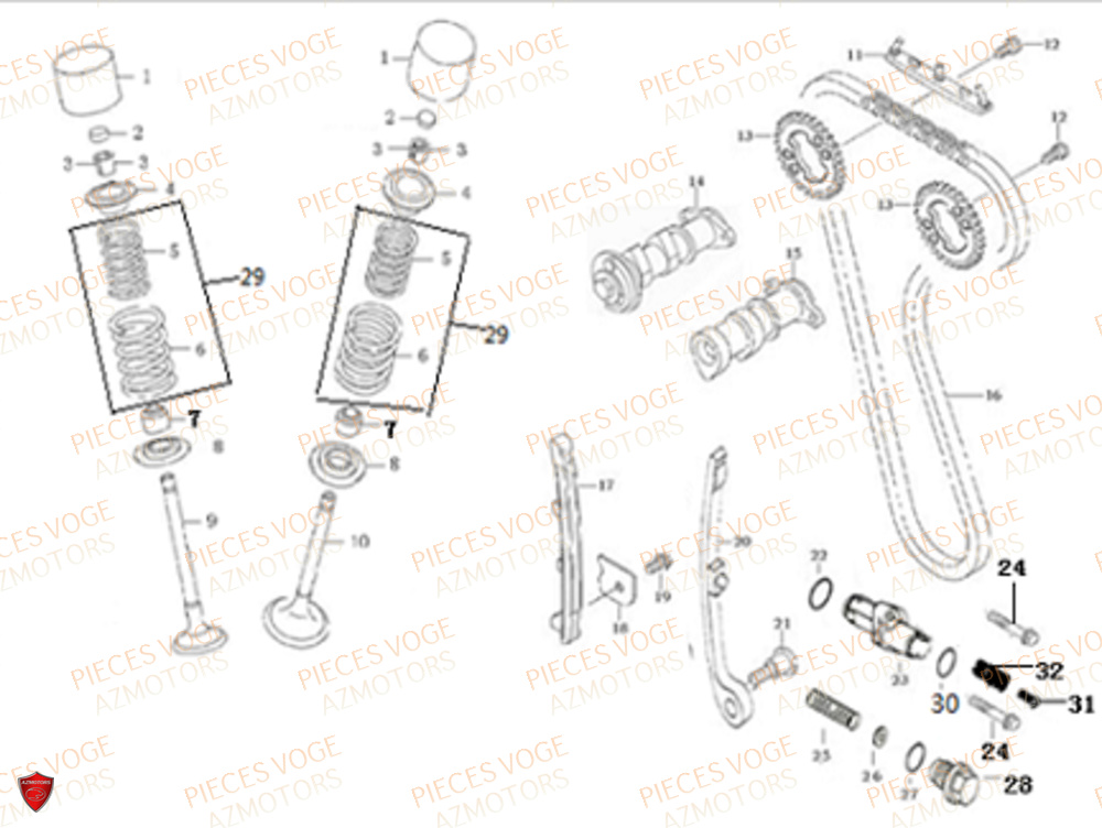 Soupapes Et Distribution VOGE Pieces VOGE 300 R EU V