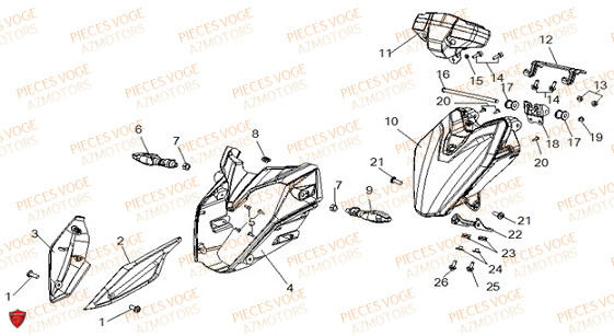 Phare Tete De Fourche VOGE Pieces VOGE 500 R Euro 5