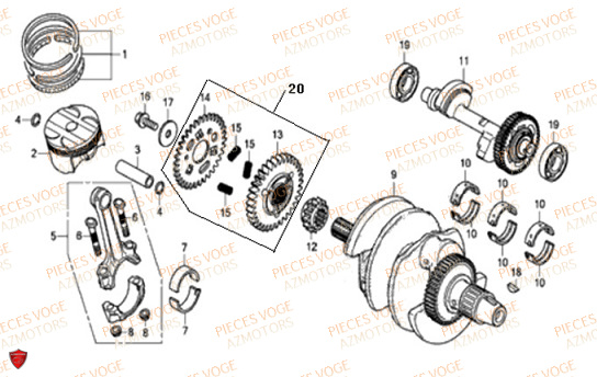 Vilebrequin Piston VOGE Pieces VOGE 500 R Euro 5