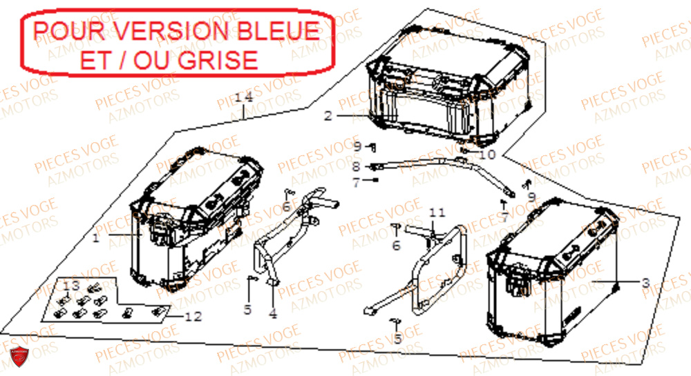 Bagagerie Version Bleue Grise VOGE Pieces VOGE 525 DSX 2023 Euro5