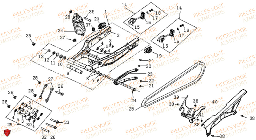 Train Arriere VOGE Pieces VOGE 525 DSX 2023 Euro5