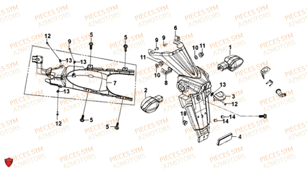 Bavette Arriere SYM Pièces WOLF SB125NI - PU12EA-EU (2018-2020)