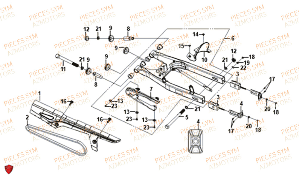 Bras Oscillant SYM Pièces WOLF SB125NI - PU12EA-EU (2018-2020)