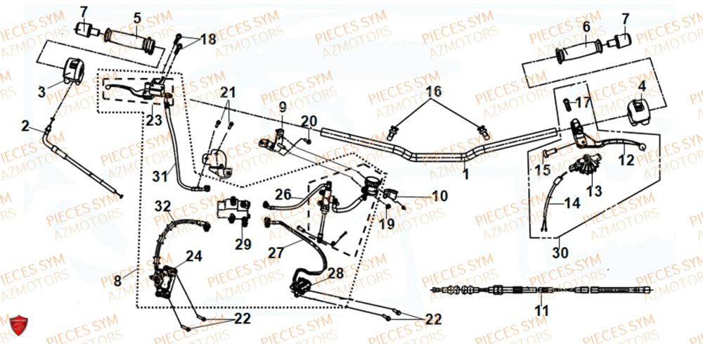 Guidon Freinage SYM Pièces WOLF SB125NI - PU12EA-EU (2018-2020)