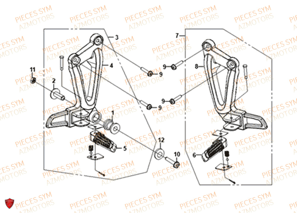 Reposes Pieds SYM Pièces WOLF SB125NI - PU12EA-EU (2018-2020)