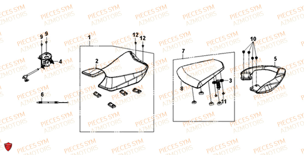 Selle SYM Pièces WOLF SB125NI - PU12EA-EU (2018-2020)