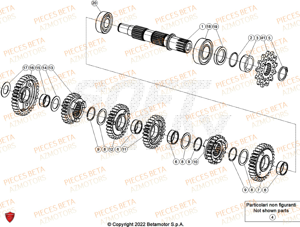 Arbre Secondaire BETA Pieces Beta RR 200 X-PRO 2T - 2025