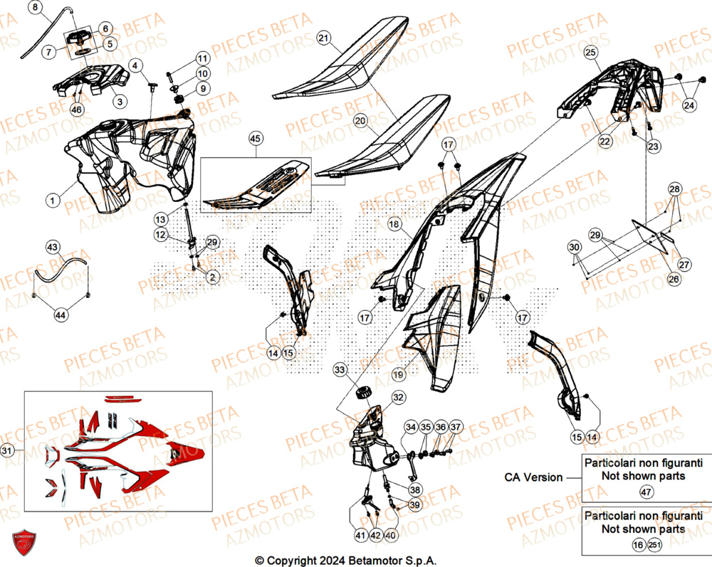 Carenages Arriere BETA Pieces Beta RR 200 X-PRO 2T - 2025