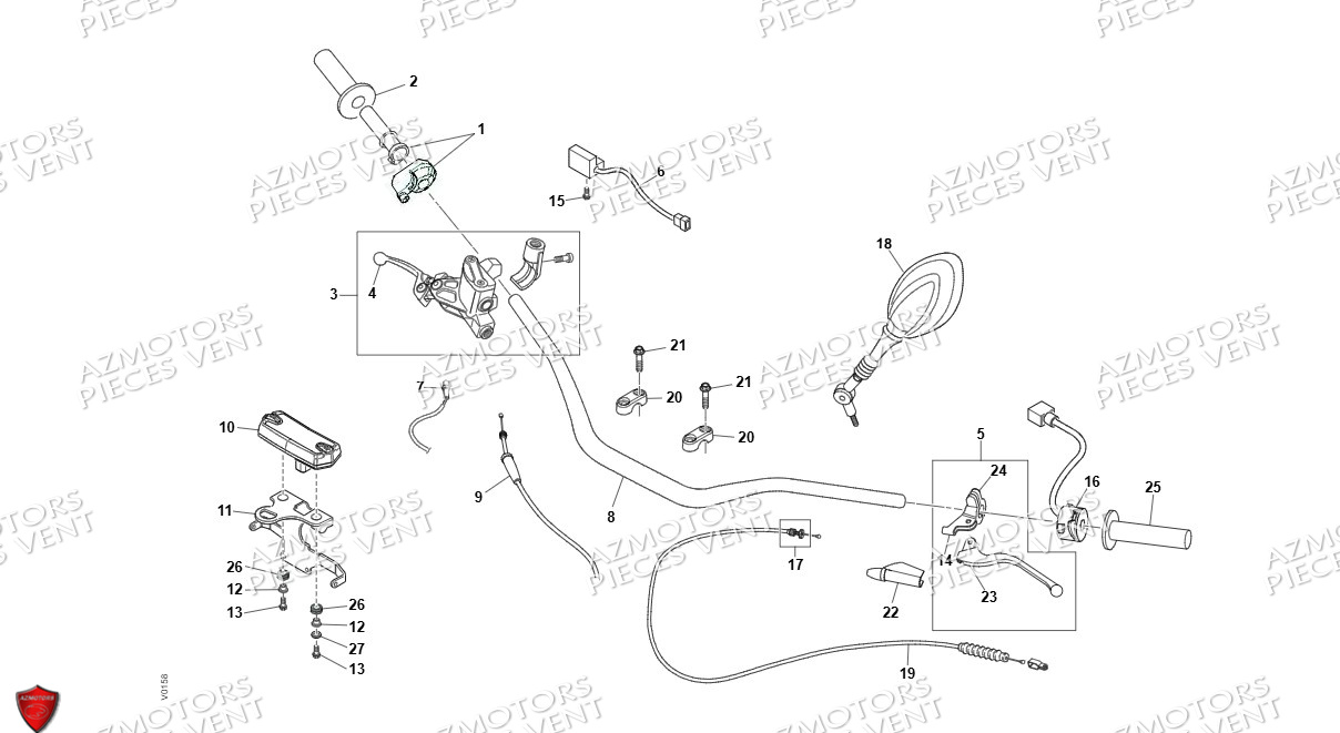 GUIDON COMMANDES RETROVISEURS VENT X RUDE 125