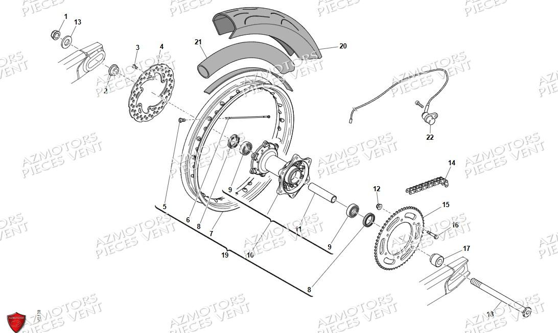 Roue Arriere VENT Pièces VENT X-RUDE 125 4T 2024