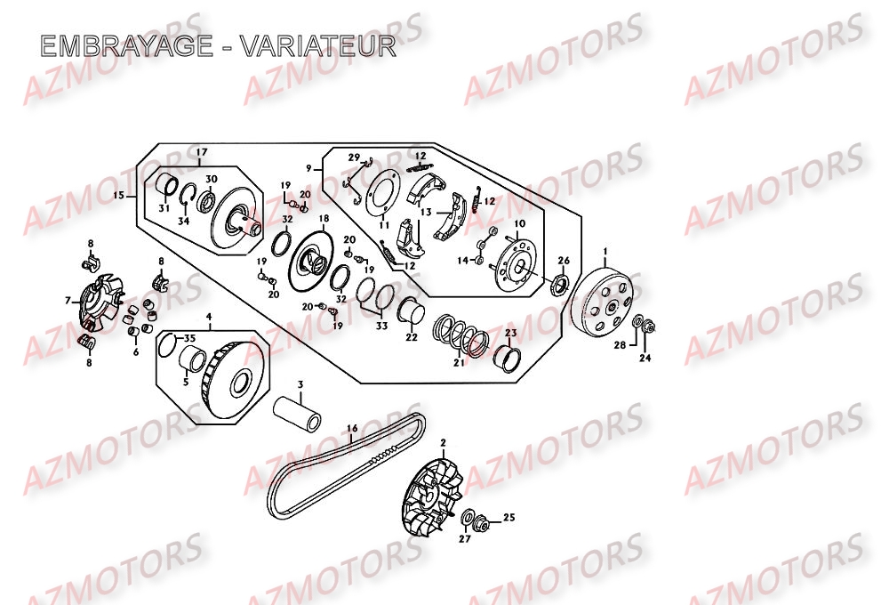 Embrayage   Variateur KYMCO Pièces Scooter Kymco XCITING 250 AFI 4T EURO II