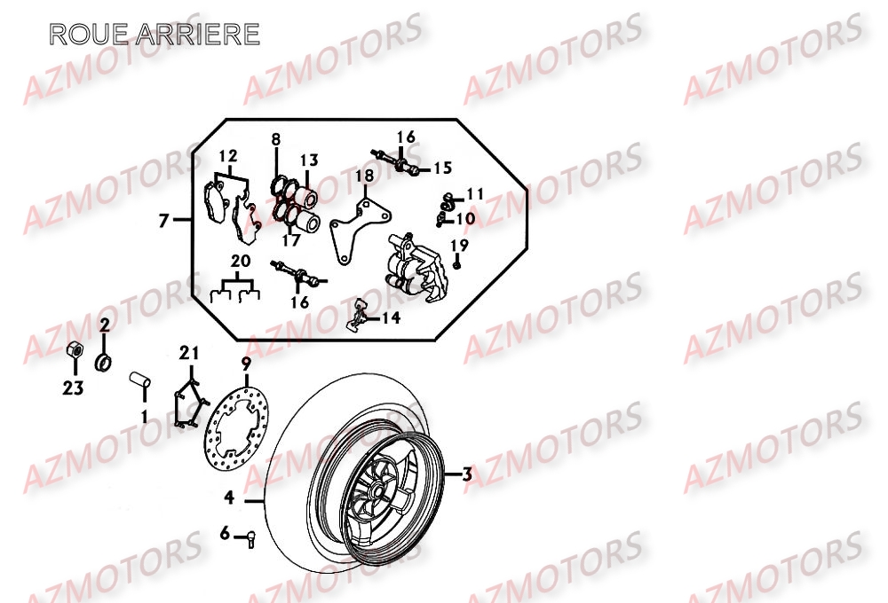ROUE ARRIERE pour XCITING-250-II